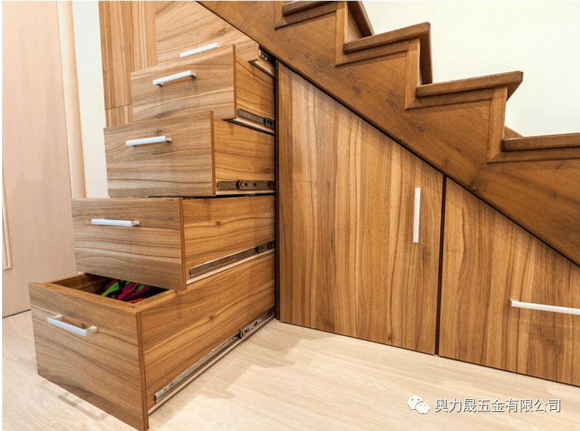 Stair base cabinet heavy duty slide