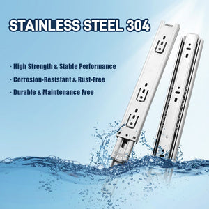 AOLISHENG 2 Pairs of Stainless Steel Ball Bearing Drawer Runners W1245